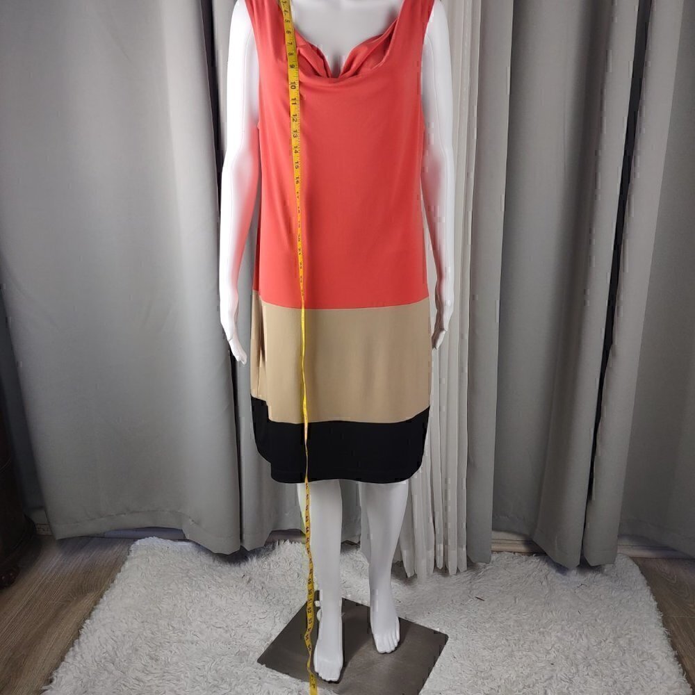 Muse Women's, Coral, Nude, Black, Drape Neck Sleeveless Midi Dress Size 14 - Picture 5 of 10